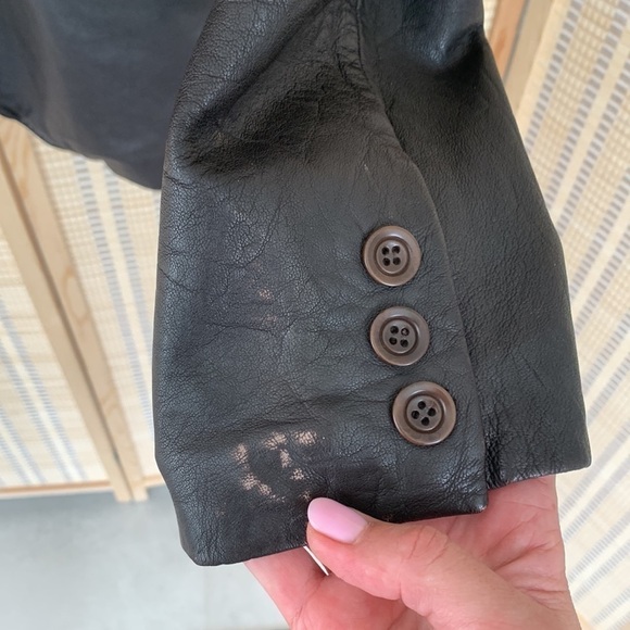 Zara man dark brown genuine leather blazer-jacket, size XL - Picture 4 of 14